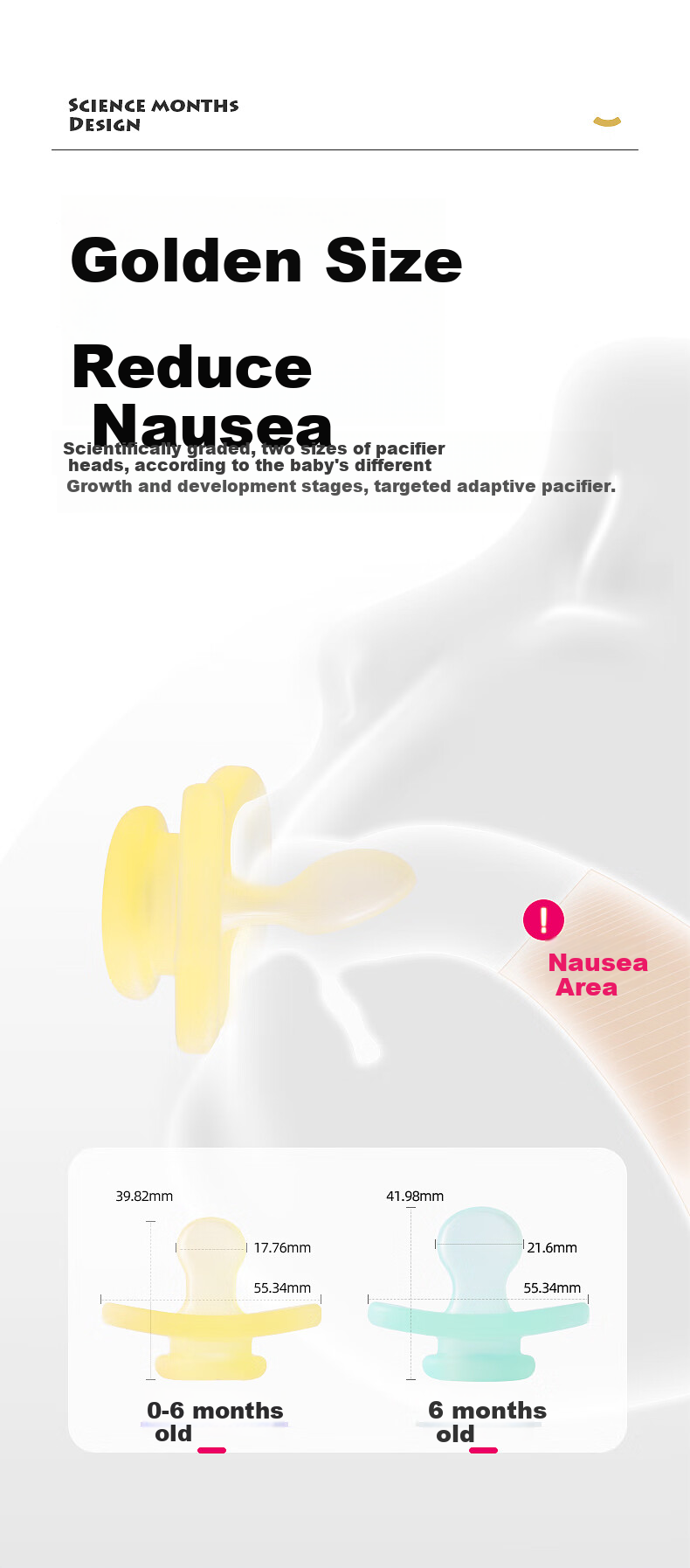 Xiaoyaxiang Pacifier, Silicone Ultra-Soft, for Newborns 6 Months And Above, Sleep Aid, Anti-Colic (Flat Head), with Storage Box 8
