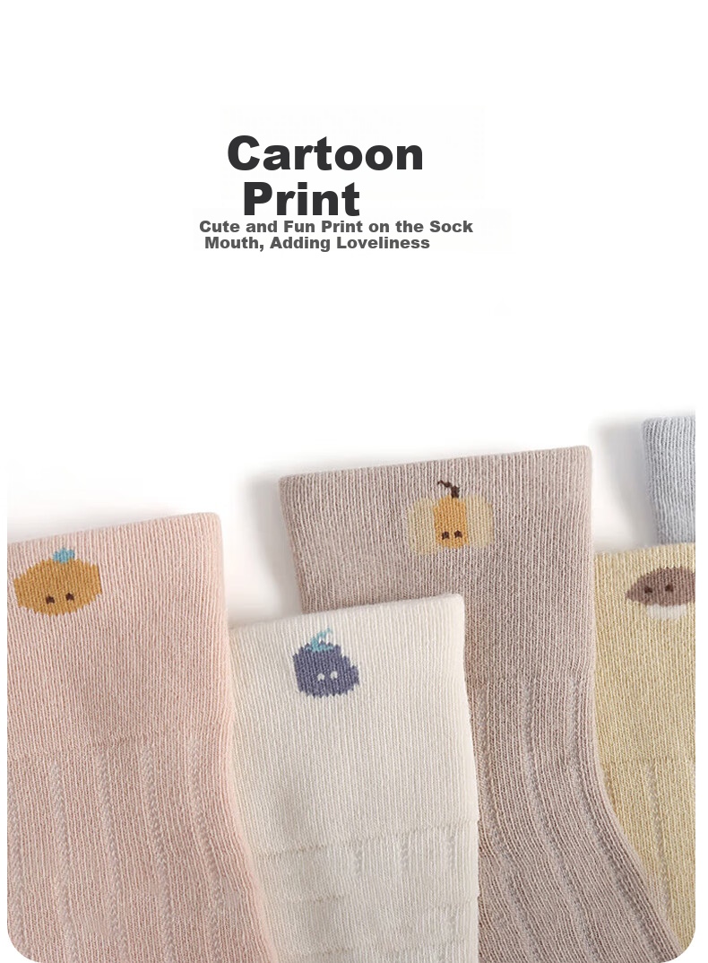 Aibaoshi Baby Socks, Spring And Autumn Newborn Socks, Mid-Calf Cotton Socks for Infants, Children's Socks And Foot Covers, 4 Pairs, Size S, S398 4