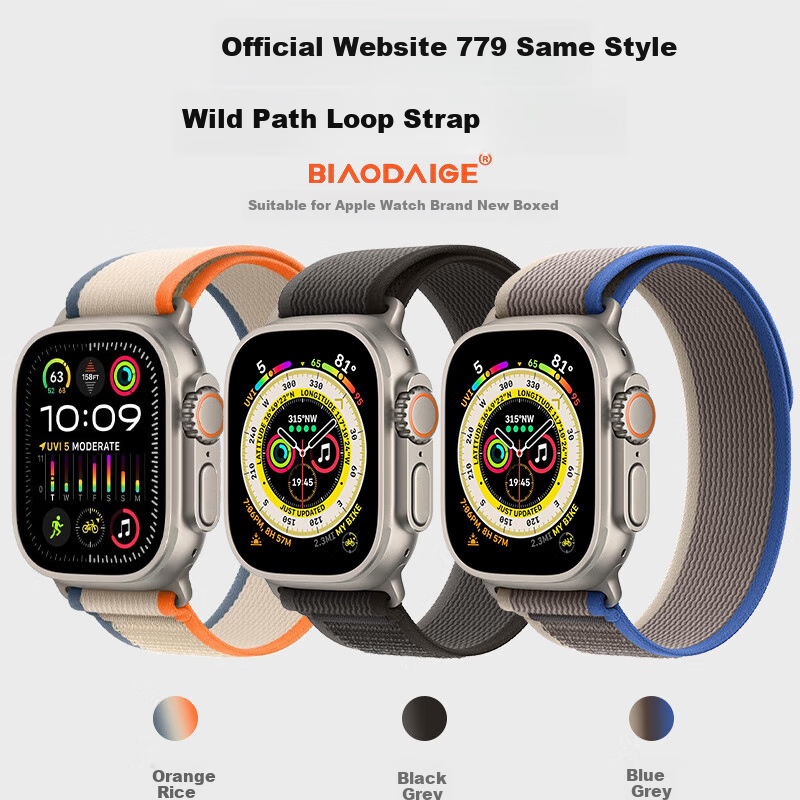 Ремешок Biaodaige для Apple Watch Series 10, нейлоновый, серый, 44/45/46/49 мм