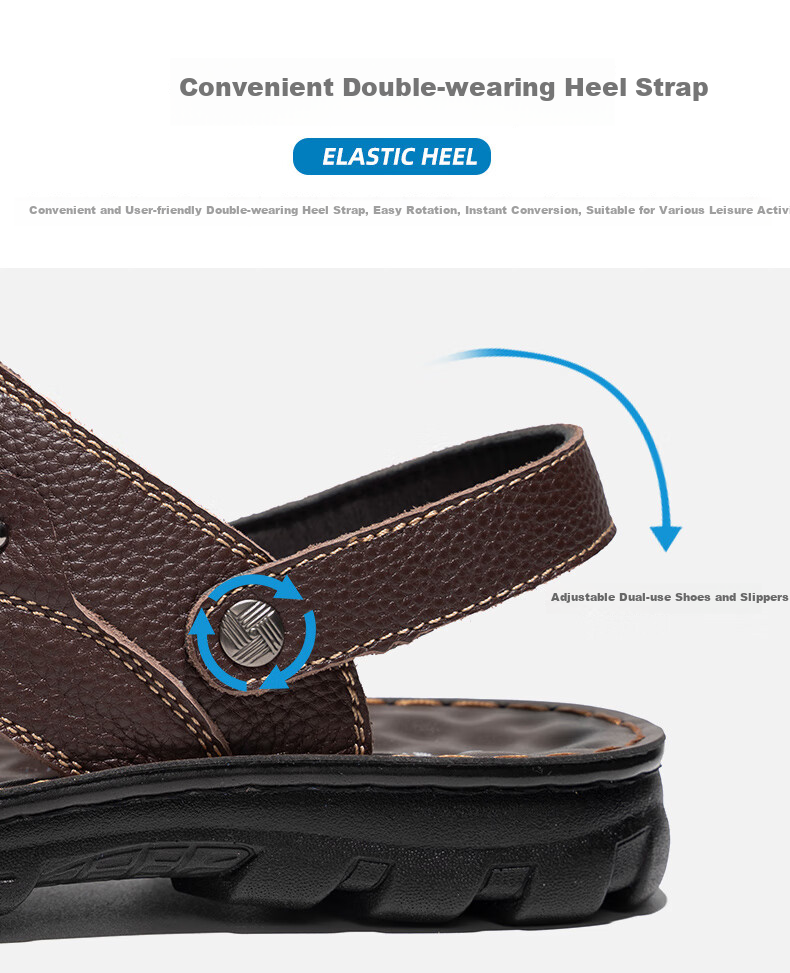 MEXICAN Top-Grain Leather Sandals for Men, Beach Shoes, Men's Slippers, Hollow-Out Casual Men's Shoes, Black, Size 44 7