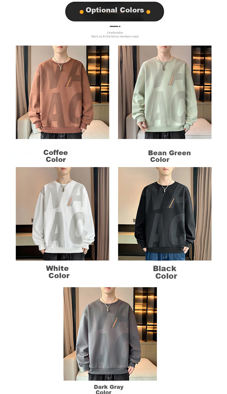 JEEP SPIRIT Sweatshirt for Men, Autumn 2025 New Style, Loose-Fitting Base Layer, Long-Sleeve Sweatshirt for Men 6586, Black, XL 3
