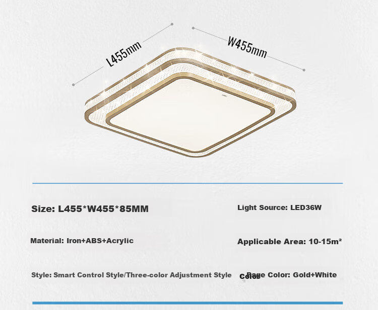 NVC LED Light Luxury Ceiling Light for Living Room And Bedroom, Full Spectrum Anti-Blue Light Smart Control Renovation Subsidy [Jinjinghong] 128W 4
