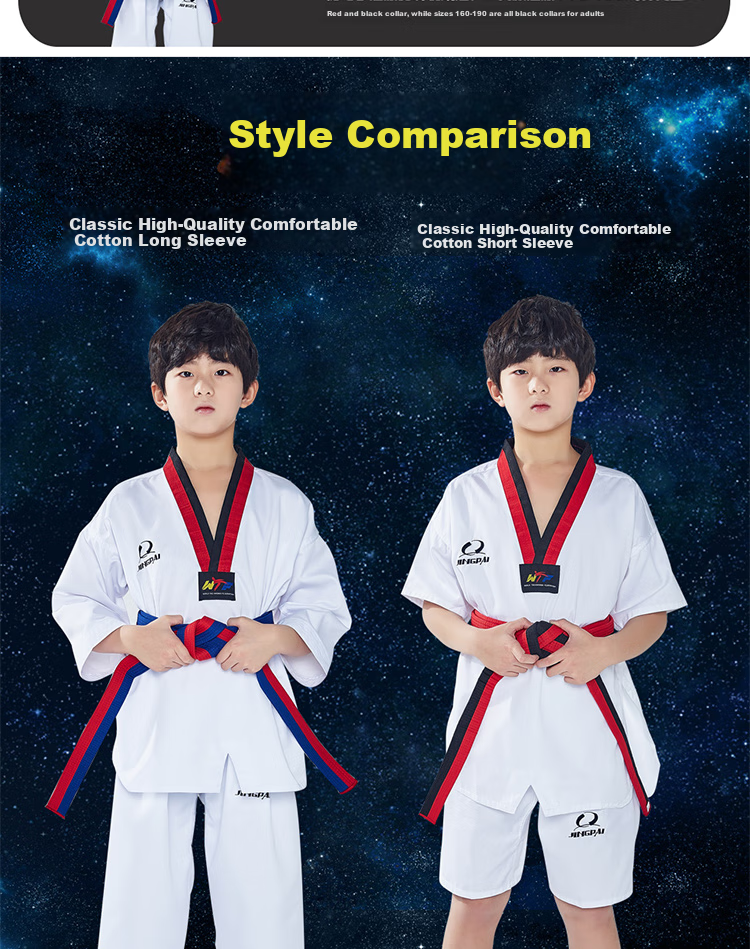 Jingpai Taekwondo Uniform, Pure Cotton Long-Sleeve Children's Taekwondo Suit, Adult Competition Uniform, All-Cotton Taekwondo Clothing, Training Outfit 7