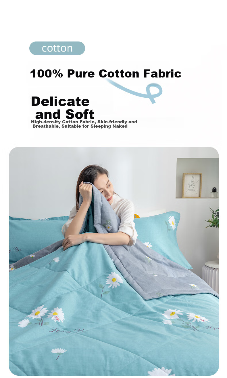 Yunjin Air Conditioning Quilt, 100% Cotton Interior And Exterior, Xinjiang Cotton, Summer Cool Quilt, Thin Blanket, 150x200cm, Lime Mint 7