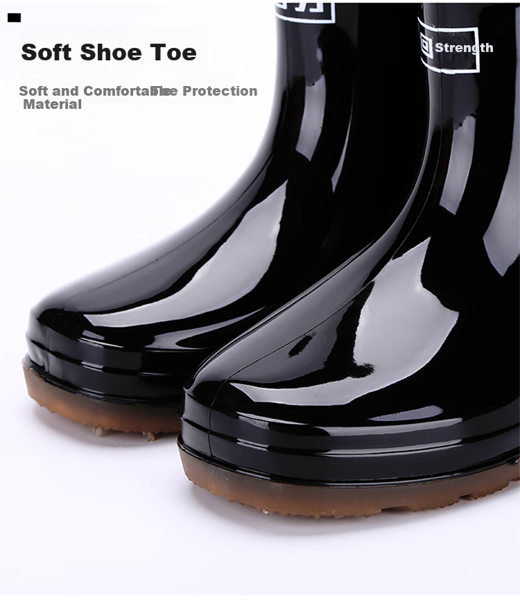 Huili Rain Boots for Men, Outdoor Waterproof Shoes, Fishing And Car Washing Non-Slip Beach Boots, Wear-Resistant Rubber Shoes, Size 57-1 Black, Size 41 4