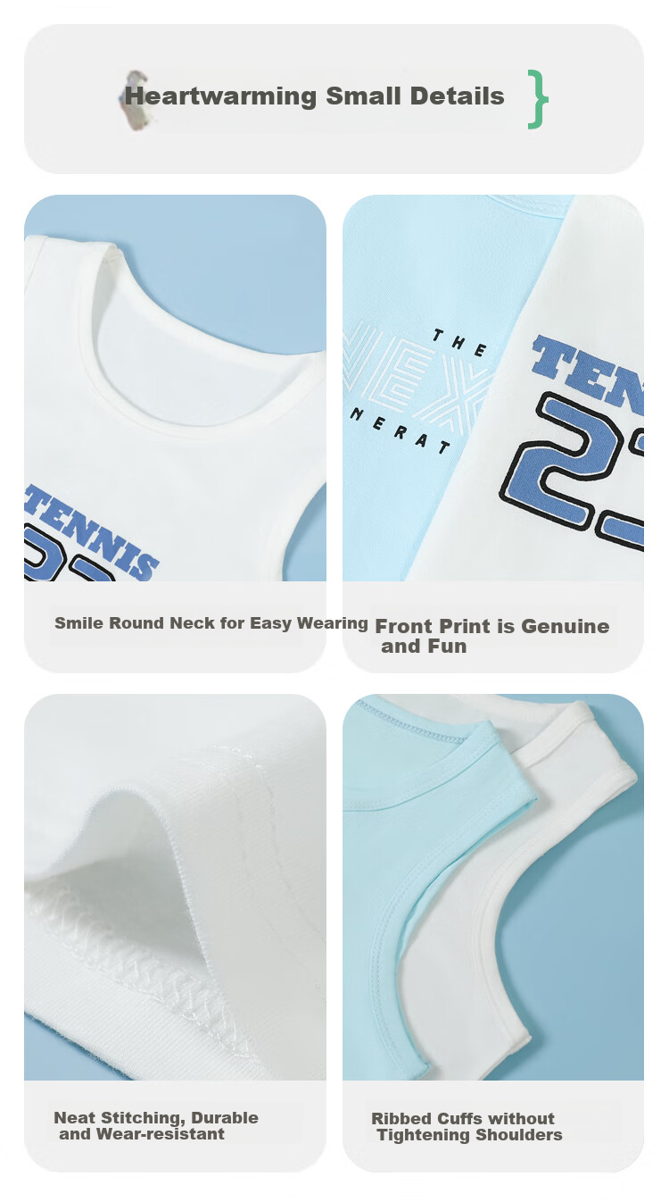 Hodohome Children's Tank Top, Boys' Summer Thin Style, 40s Combed Cotton, Casual Sports Undershirt, 803 White, Size 140 7