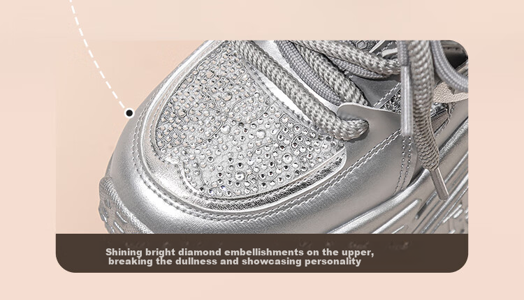 ZHR Dad Shoes for Petite Women, Thick-Soled Height-Increasing Casual Shoes with Platform Soles And Breathable Design, KS89 Silver Color, Size 35 7