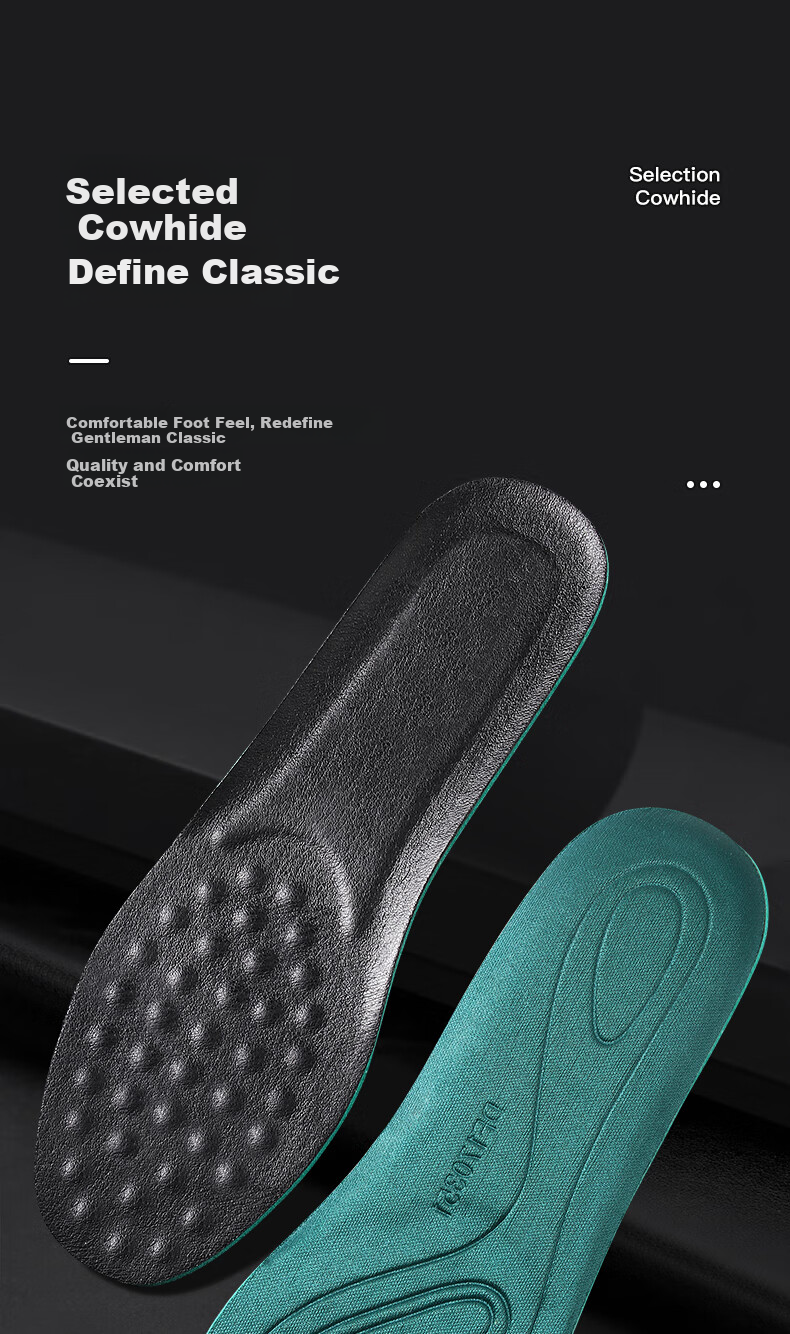 Maigaole 2 Pairs Leather Shoes Insoles for Men, Sweat-Absorbing Breathable Thickened Soft Shock-Absorbing Board Shoes Insoles, Black Cowhide, Size 37-38 1