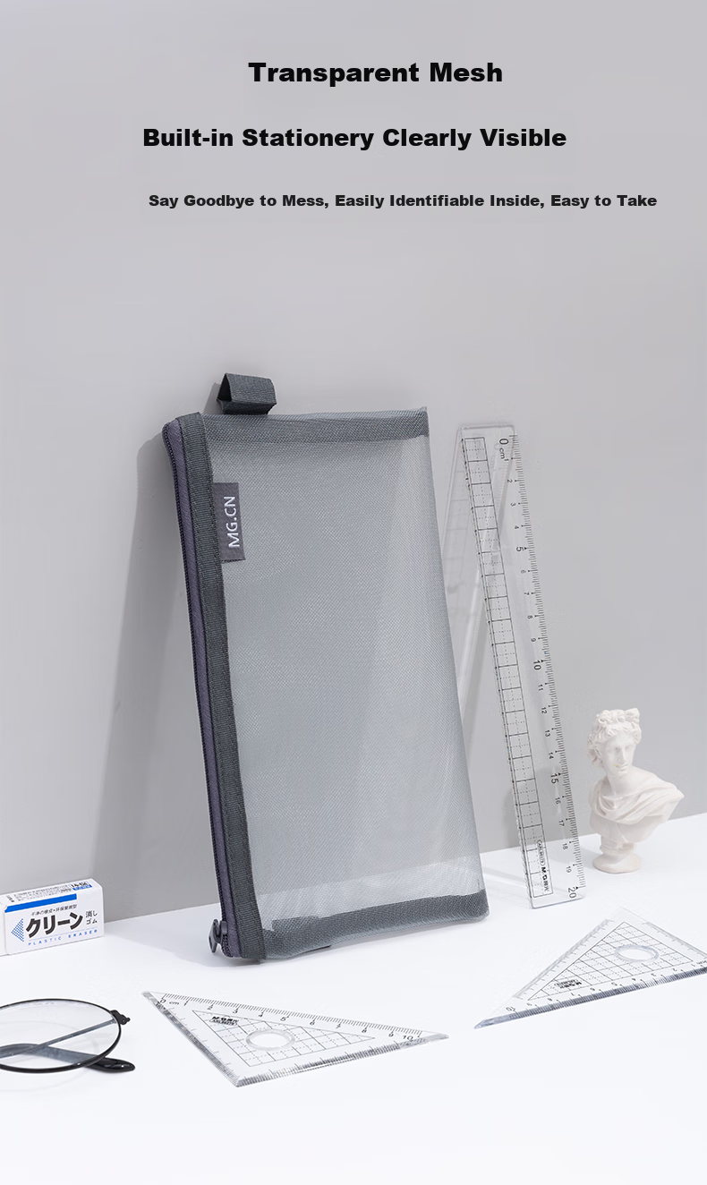 M&G Stationery Transparent Mesh Pencil Case Handbag, Exam-Specific Transparent Bag Stationery Bag Stationery Box Can Be Taken into Exam Room for Civil Service Exams, Postgraduate Entrance Exams, High School Entrance Exams, National Exams, Black APB95494 4