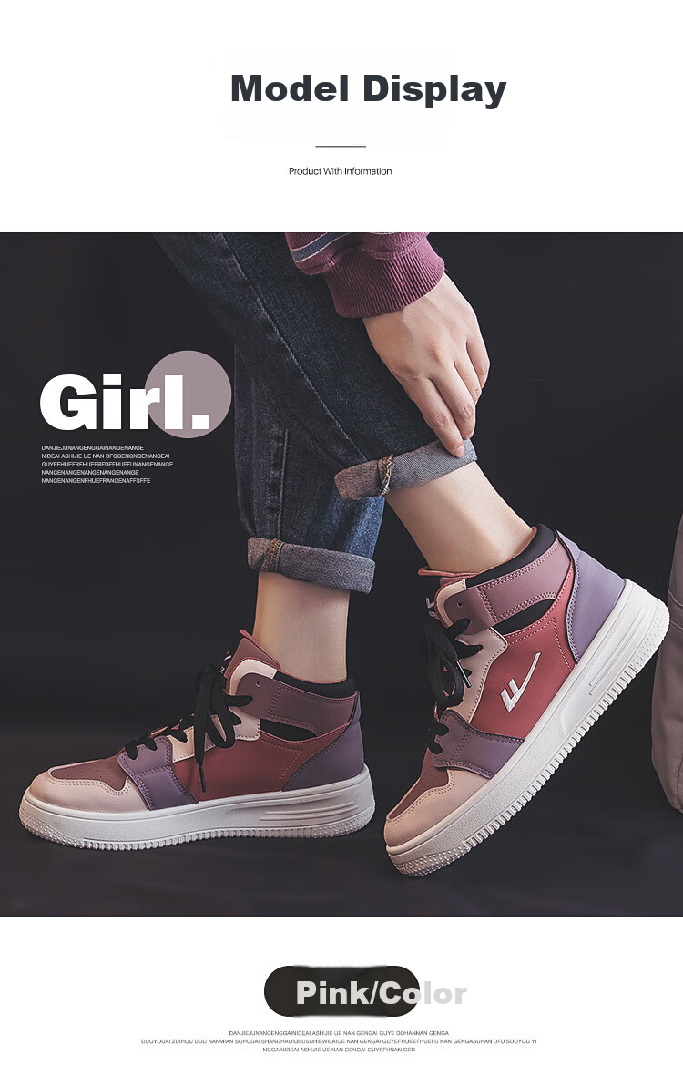 Huili Official Women's Shoes, 2026 New High-Top Thick-Soled Sneakers, Women's Skateboard Shoes, Black, Size 39 12