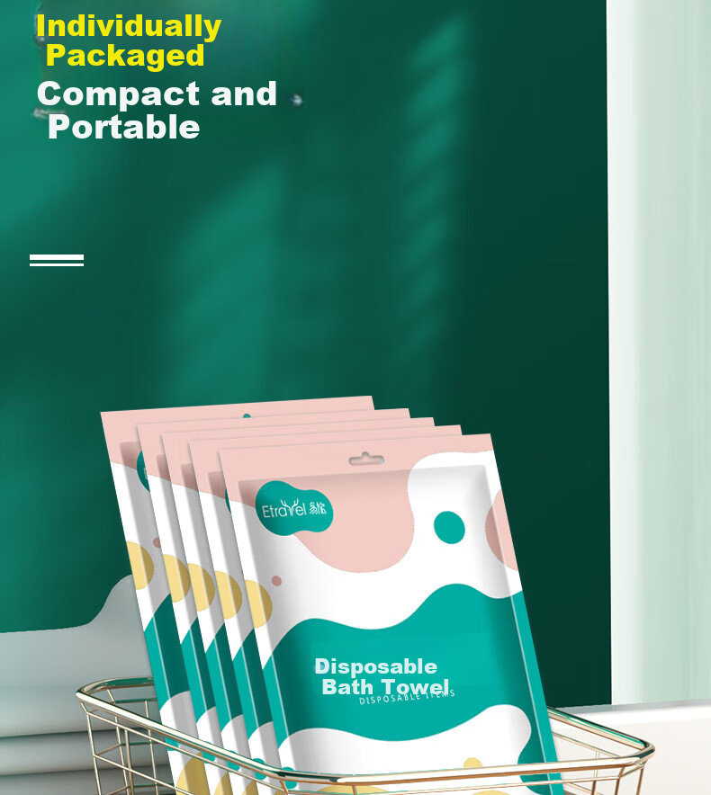 Etravel Disposable Bath Towels, Thickened Non-Compressed Towels for Travel, Individual Packaging Travel Set, Pack of 5 12