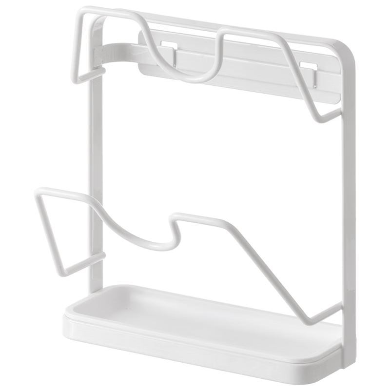 Lanjiaoluo Kitchen Storage Rack, Pot Lid Holder, Wall-Mounted Organizer without Drilling, Countertop And Wall Draining Chopping Board Rack, Double-Layer