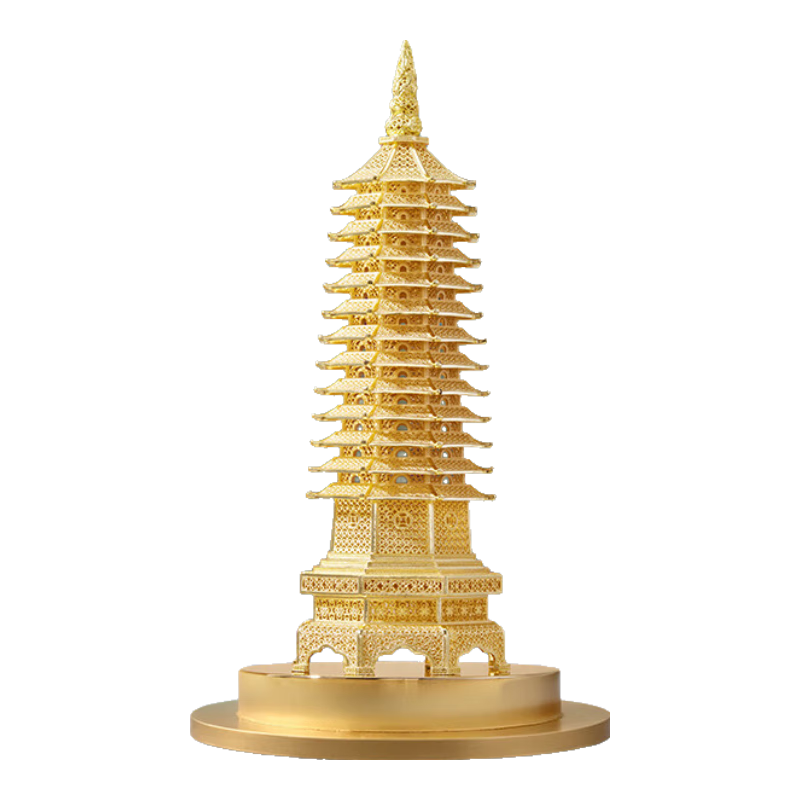 Zhu Bingren Dengke Jidi Wenchang Pagoda Set Filigree Academic Living Room Entryway Desktop Ornament
