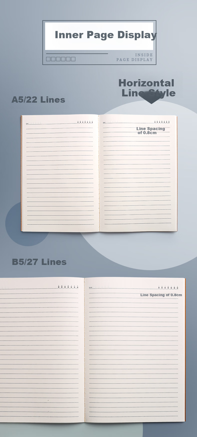 Jinzhi A4 Notebook, Homework Book, 5 Packs, A4 Size, 200 Sheets, Kraft Paper Notebook, Lined Notebook, Stitched Notebook, Sewn Journal, Soft Cover Student Record Book 6
