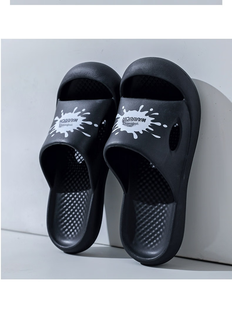 Huili Milk Pure Color Trendy Slippers, Indoor And Outdoor Bathroom Fashionable Thick Soft Sole Beach Sandals, Men's HL01561, Black, Size 44 15