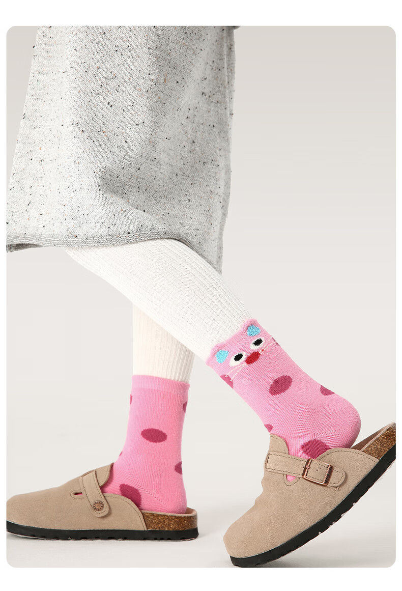 Miiow Girls' Winter Thickened Terry Socks Children's Autumn and Winter Pure Cotton Mid-Calf Socks Baby Fleece Warm Terry Socks 10