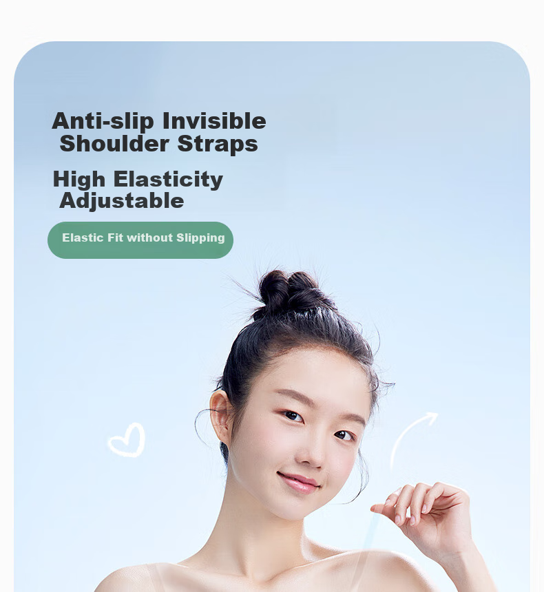 Meiya Ting Dance Student Special Invisible Bra, Teenage Girl Bandeau Anti-Exposure Inner Layer, Middle And High School Students Strapless Invisible Chest Wrap 4