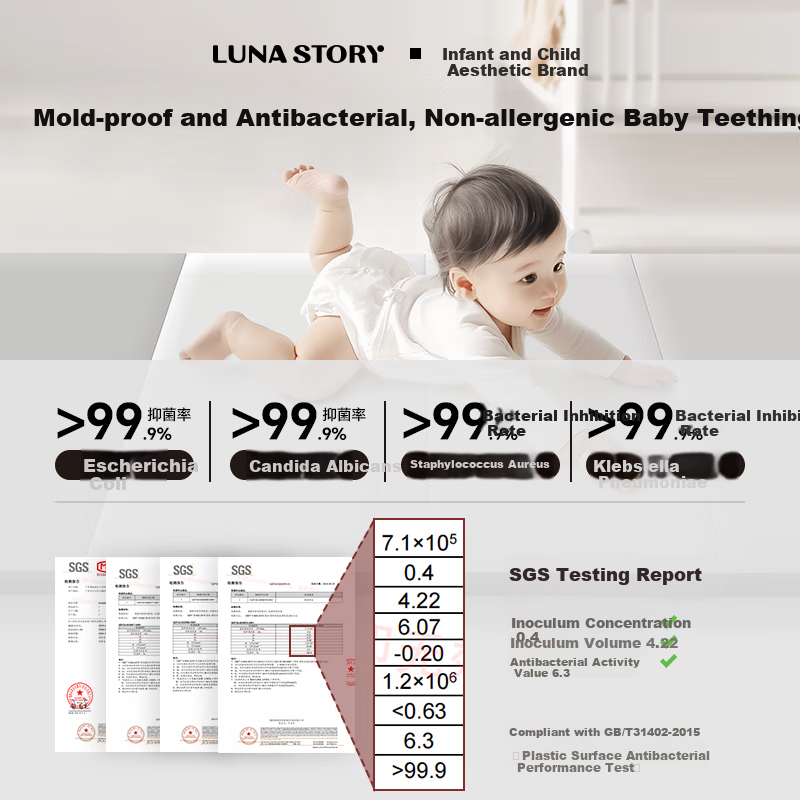 Детский игровой коврик LUNASTORY, складной, противоударный, толстый, IXPE, 180*150*4 см, серый