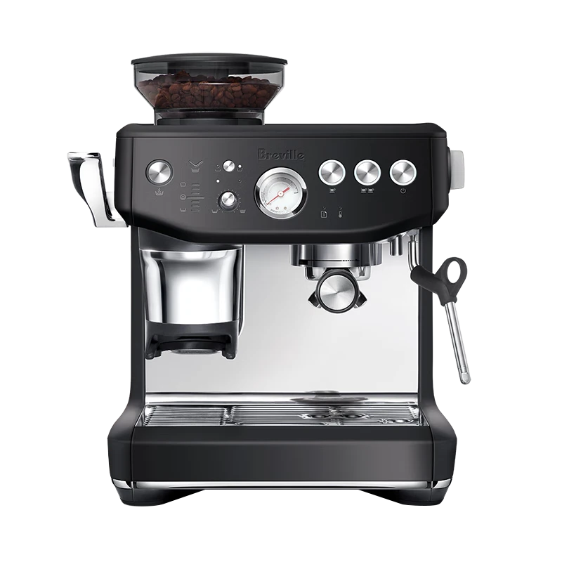 Breville BES876 Semi-Automatic Espresso Machine Home Italian Integrated Grinder and Milk Frother Smart Tamper Assistance System Large Capacity Water Tank 25-Level Grinder White