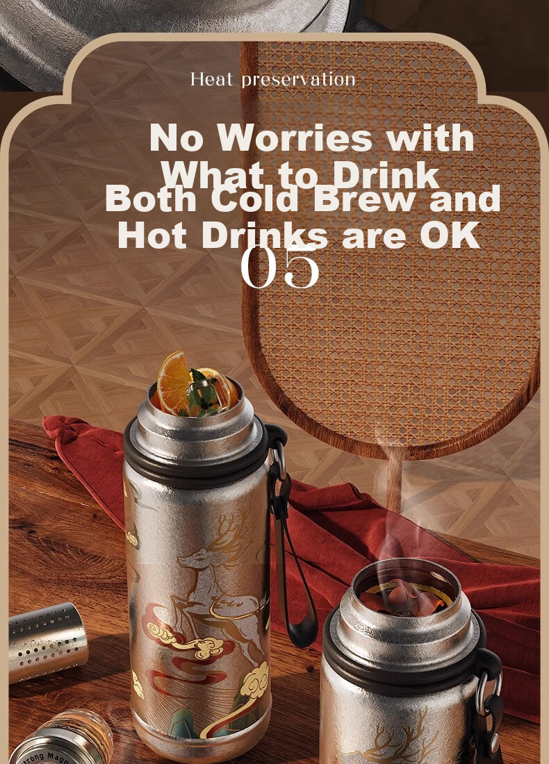 Big Car Pure Titanium Large Capacity Tea Infuser Cup, High-End Tea-Water Separation Insulated Tea Steeping Cup, Portable Luxury Men's Mid-Autumn Festival Gift 16