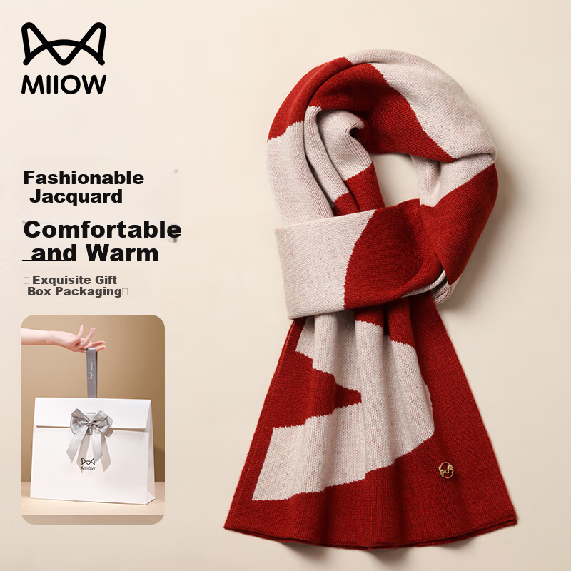 MiiOW Scarf for Women, Autumn And Winter Ladies' Wool-Blend Warm Neck Warmer, Gift for Girlfriend, National Day Birthday Present, New Year Gift Box Set