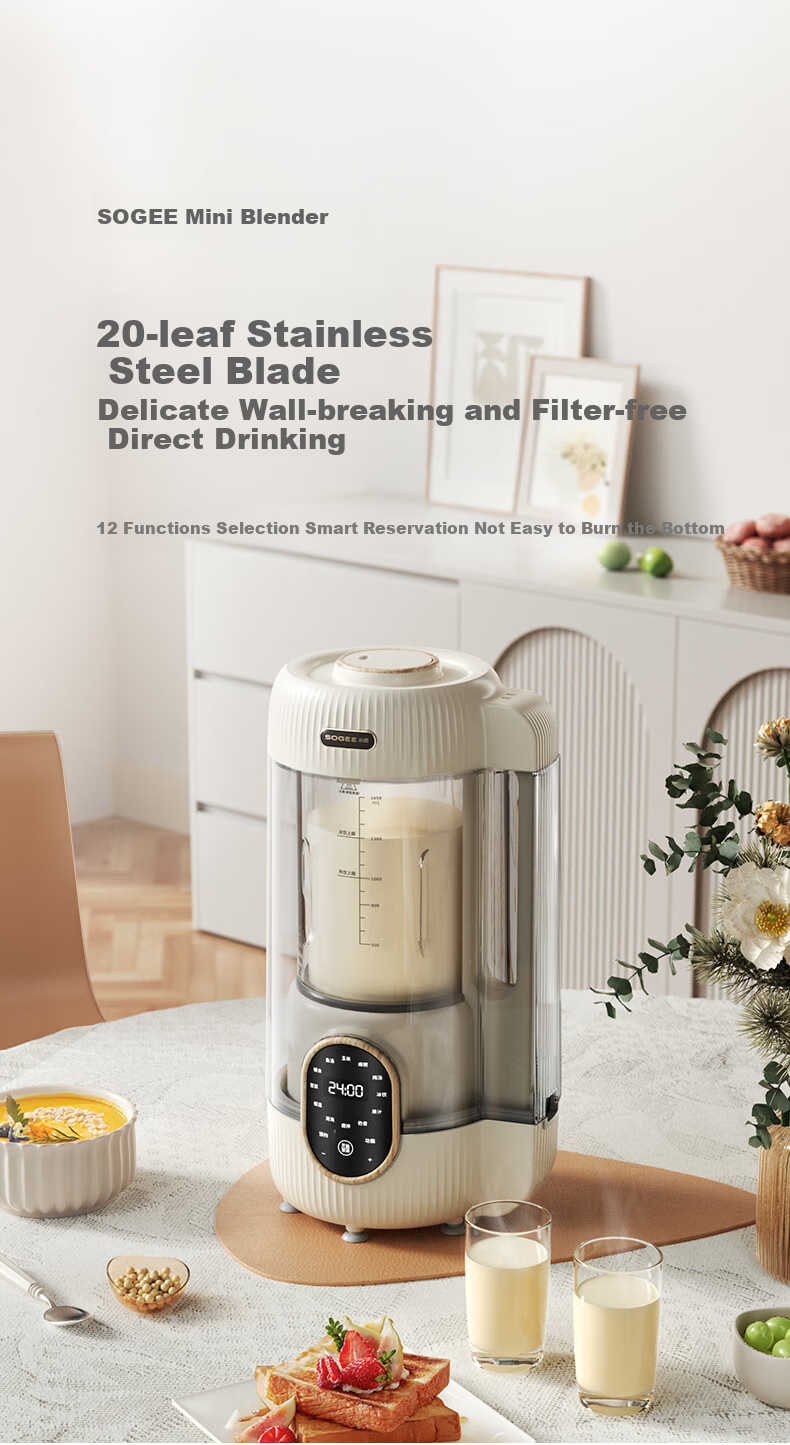 Xiaozhi Low-Noise Washless Blender, Large Capacity for Home Use, Noise Reduction, Quiet Operation, Heating Food Processor, Fully Automatic Baby Food Maker, Juicer, Soy Milk Machine, Mixer, Multifunctional SP03 3