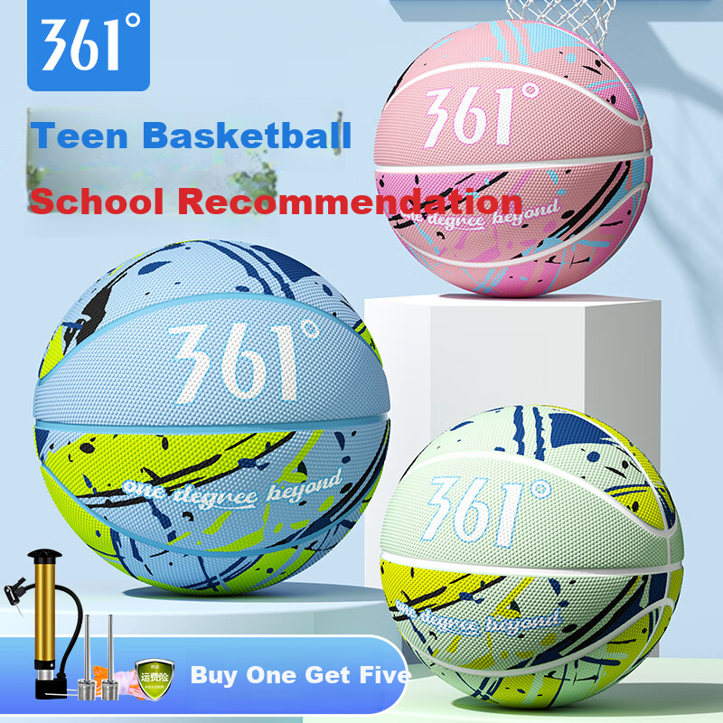 361° Basketball Size 5 for Children, Indoor/outdoor Competition Ball, Wear-Resistant for Cement Courts, Suitable for Preschoolers, Elementary School Students, And Teenagers, Outdoor Rubber Ball