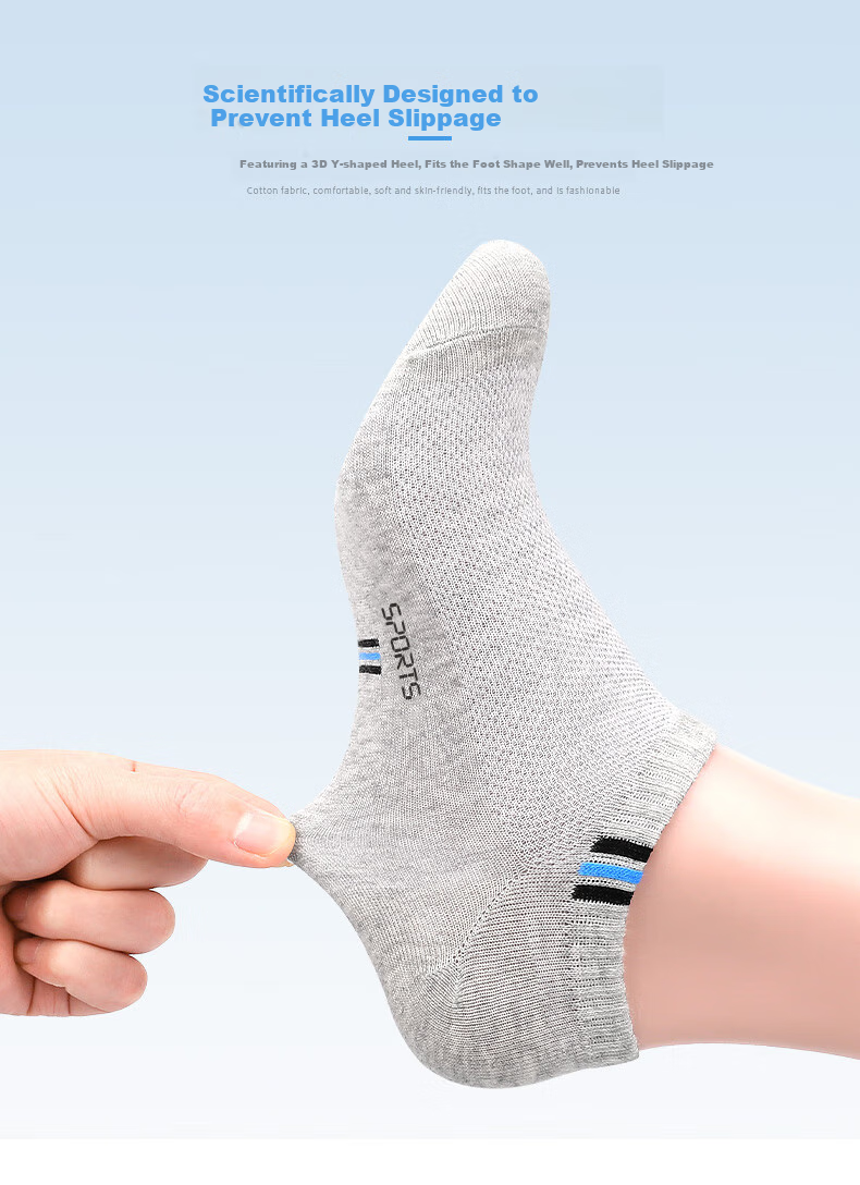 LangSha Men's Pure Cotton Short Socks, Breathable Mesh Boat Socks for Summer, Thin Casual Cotton Socks, 6 Pairs Per Pack 7