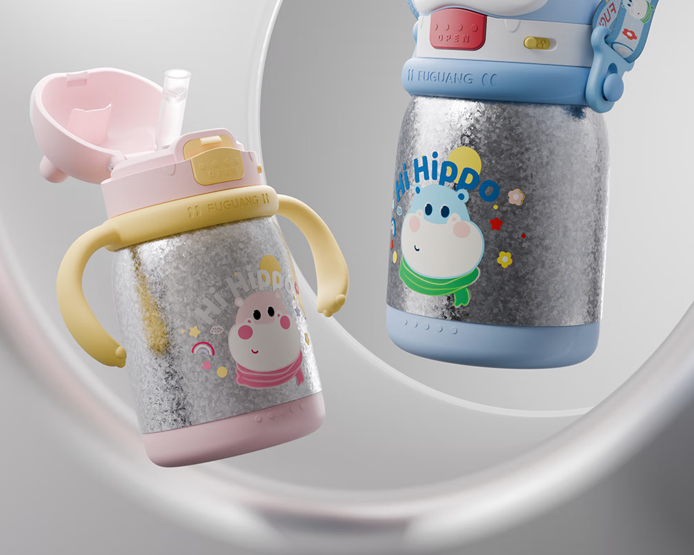 FGA Fugang Children's Day Insulated Drinking Bottle Infant Baby Small Age Milk Powder Pure Titanium Anti-Choking Straw Pink 2
