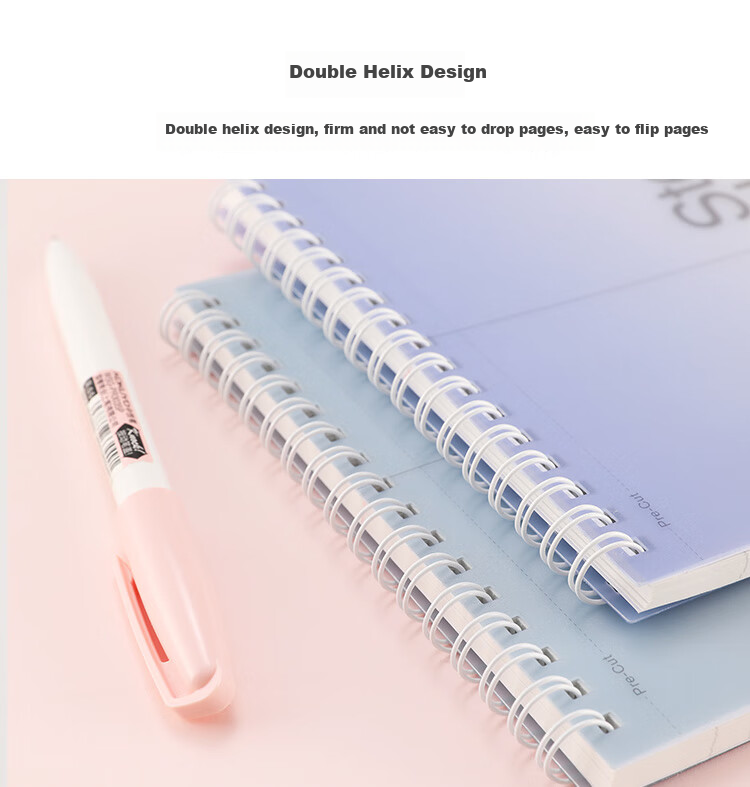 KOKUYO Light-Colored Cookie Clear Sky Spiral Notebook Quick Note Pad 8mm Center Column Line 6x9 Inch/60 Pages/Lavender Pink WSG-SNVB66GP 5