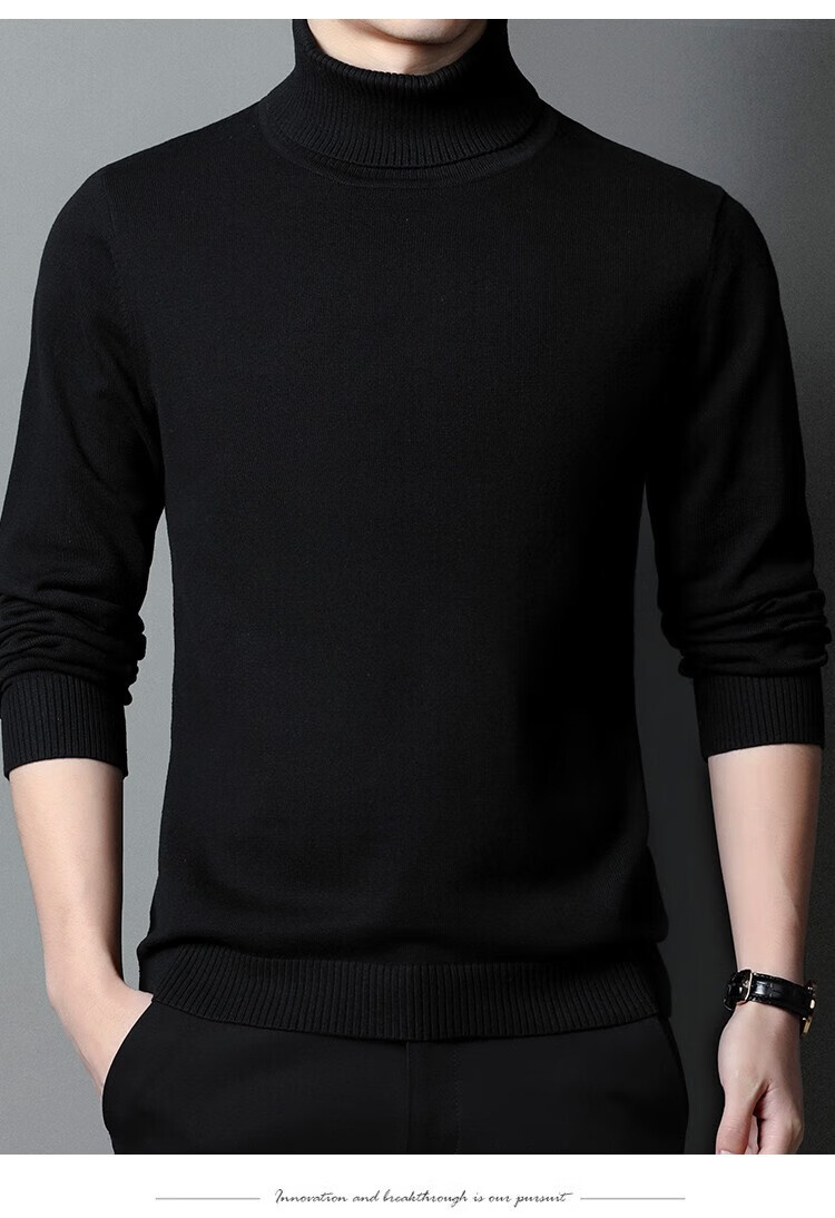MULINSEN Men's Turtleneck Sweater Autumn Winter Warm Pure Cotton New Year Base Knitwear Wine Red XL 11