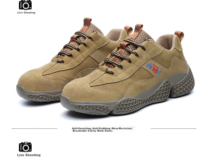 LAOGUANJIA Men's Safety Shoes with Steel Toe, Anti-Smashing And Puncture-Resistant Work Boots, Breathable, Wear-Resistant, Acid And Alkali Resistant Functional Shoes 927 Size 38 11