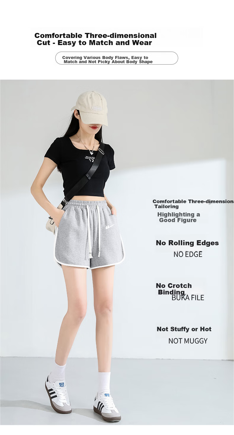 Warrior Color-Block Casual Shorts for Women, Summer 2026 Fashion, Skin-Friendly Comfortable Versatile Loose Athletic Style Drawstring Three-Quarter Pants 6
