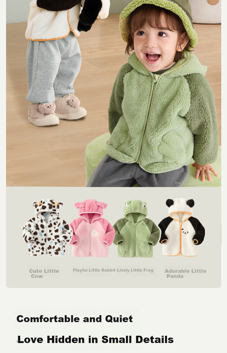 BALABALA Children's Outerwear, Boys And Girls Autumn And Winter Clothing, Baby Coral Fleece Warm Thickened Cute Toddler Jacket Fashio 6