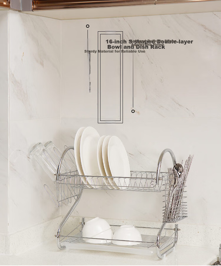 Ourunzhe Bowl And Plate Rack, S-Shaped Double-Layer Kitchen Dish Storage Rack, Draining Bowl Holder, Chopstick Stand, Dish And Plate Organizer 1