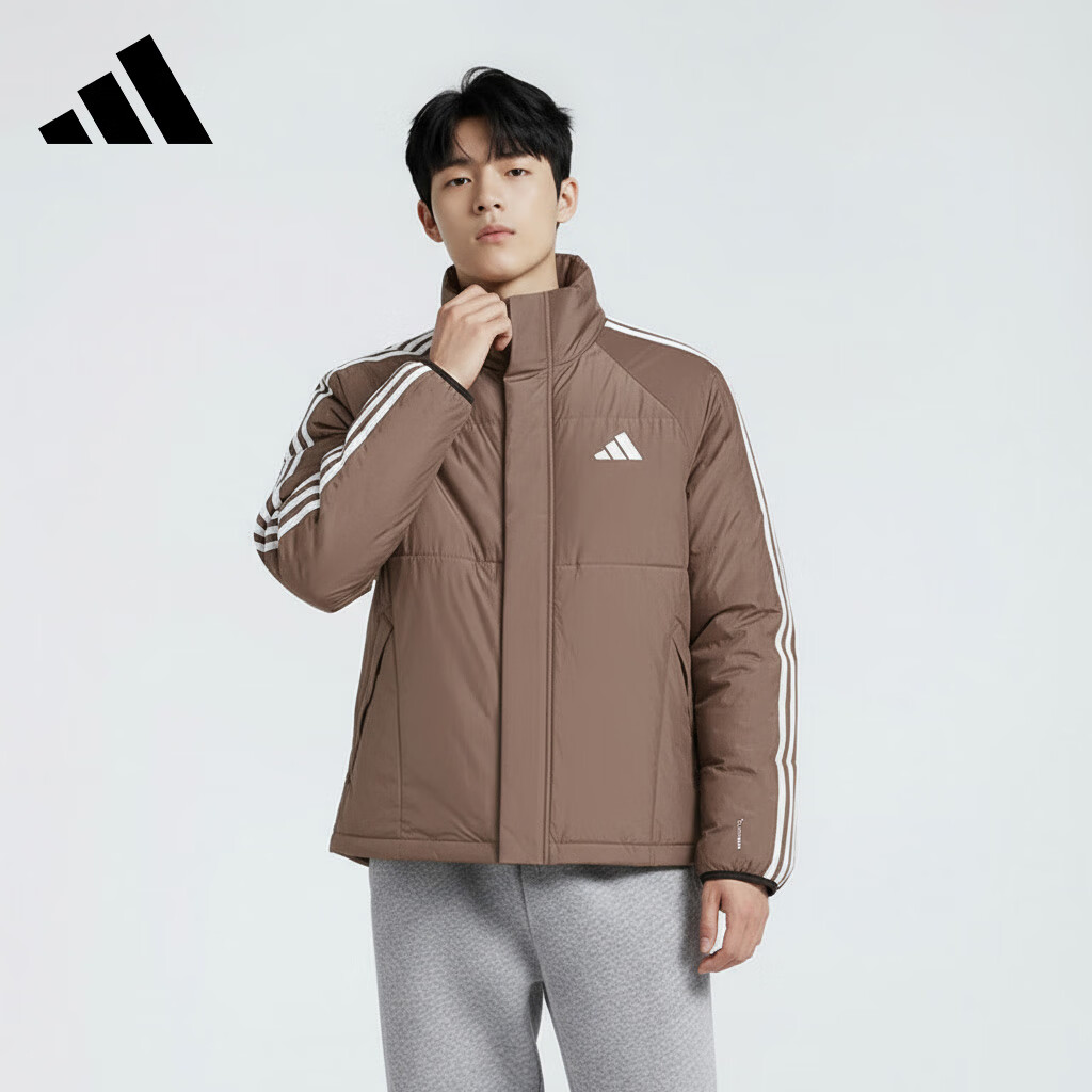 Adidas Men's Sports Style Series 3S LW D JKT Short Down Jacket KC2488 Dark Brown M 1