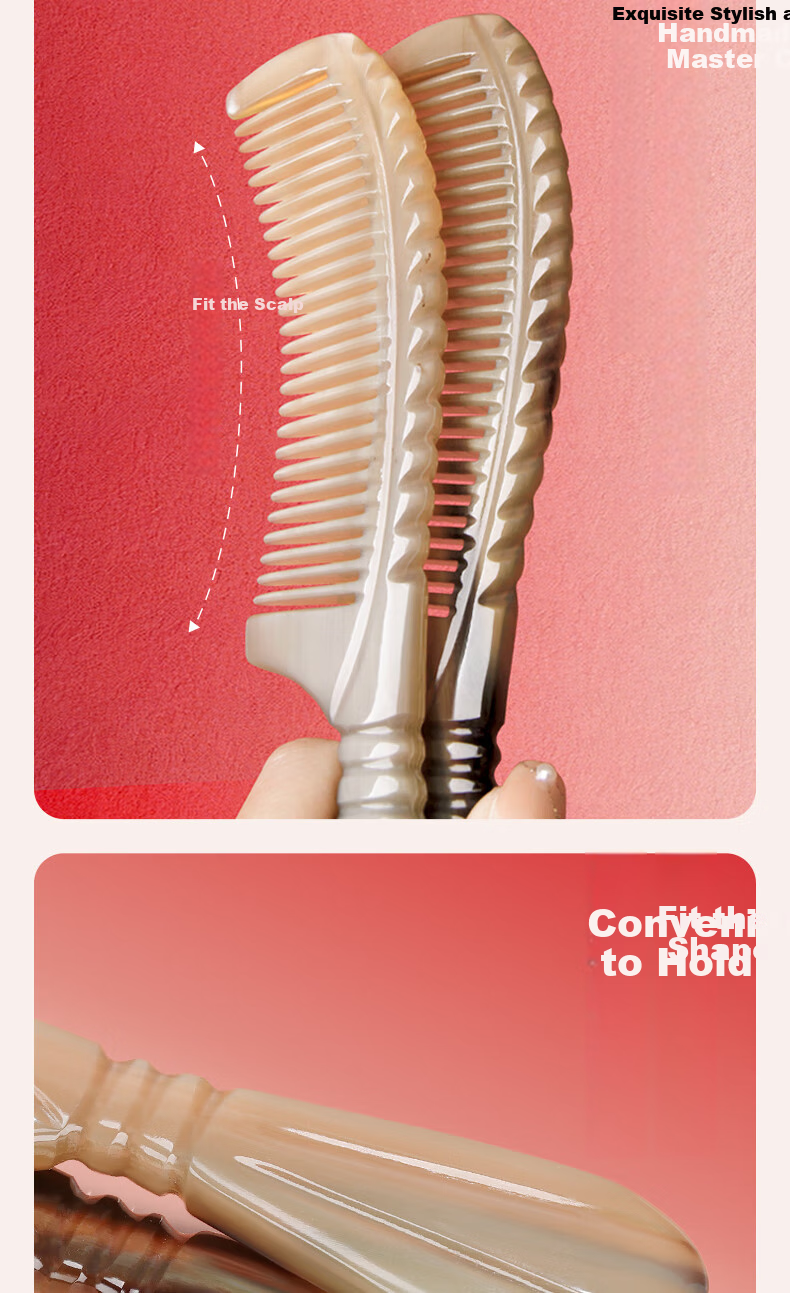 Chaojun Authentic Natural Ox Horn Comb, Thickened Scalp Massage Meridian Tool, Birthday Gift for Women Friends And Wives, Mid-Autumn Festival Gift, Practical High-End Present for Parents, Elders, And Clients 6