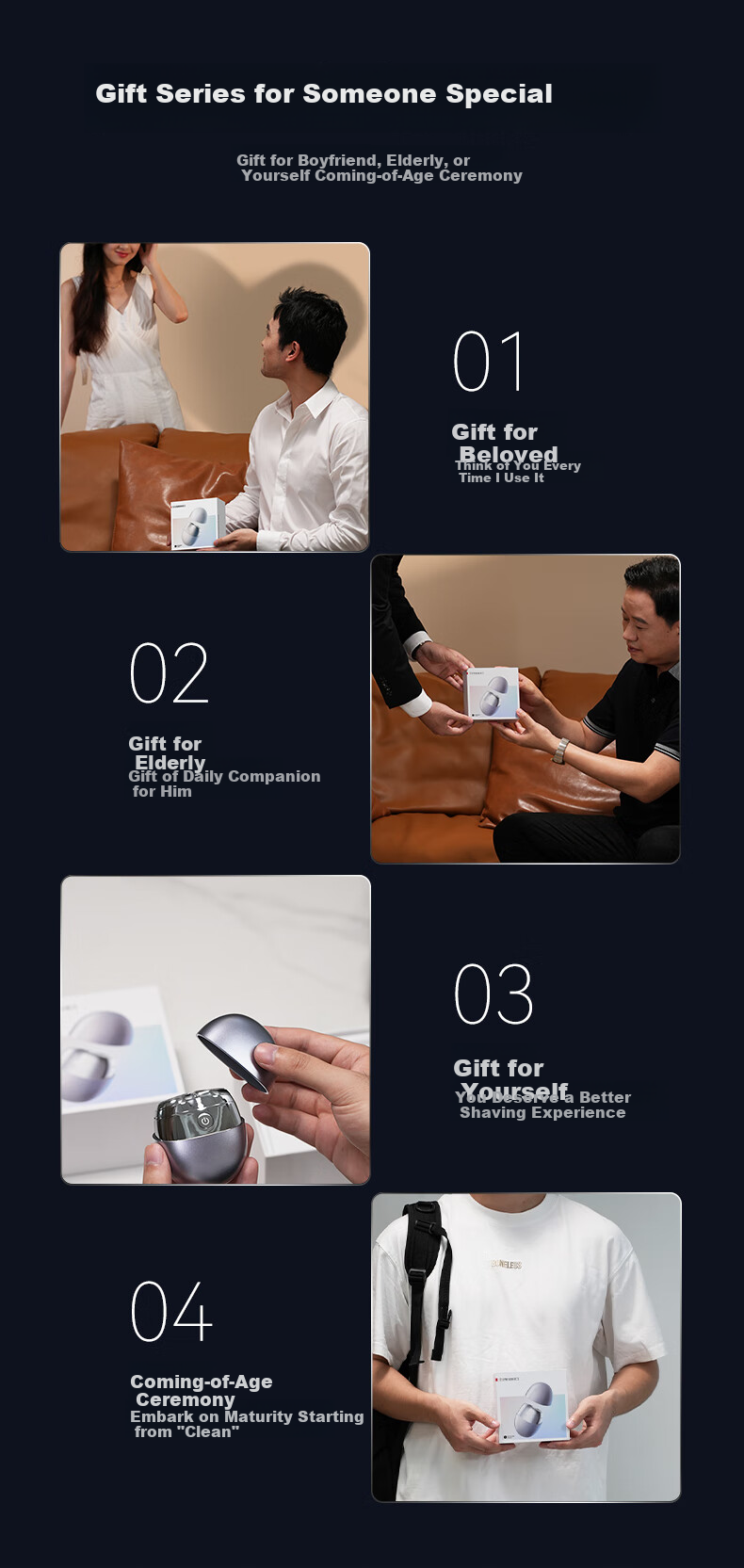 Hongmengzhixuan Aiyou Smart Electric Shaver Starry Stone, Compact Portable Razor Car Charger Gift for Boyfriend Dad Airplane-Friendly Supports Huawei Smart Life 4