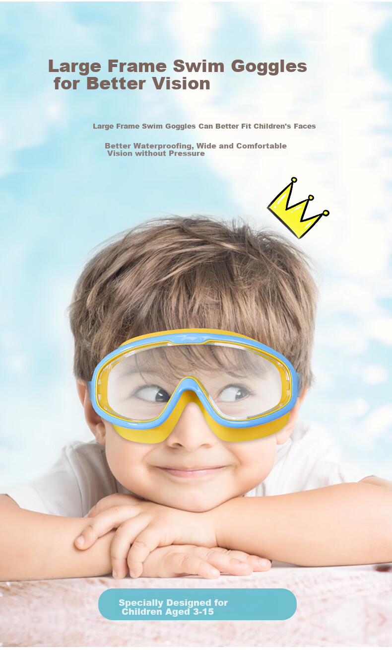 Li-Ning Children's Swimming Goggles for Boys And Girls, Waterproof Anti-Fog Swim Glasses High Definition Diving Protective Goggles LSJR701-1 Blue Yellow 4