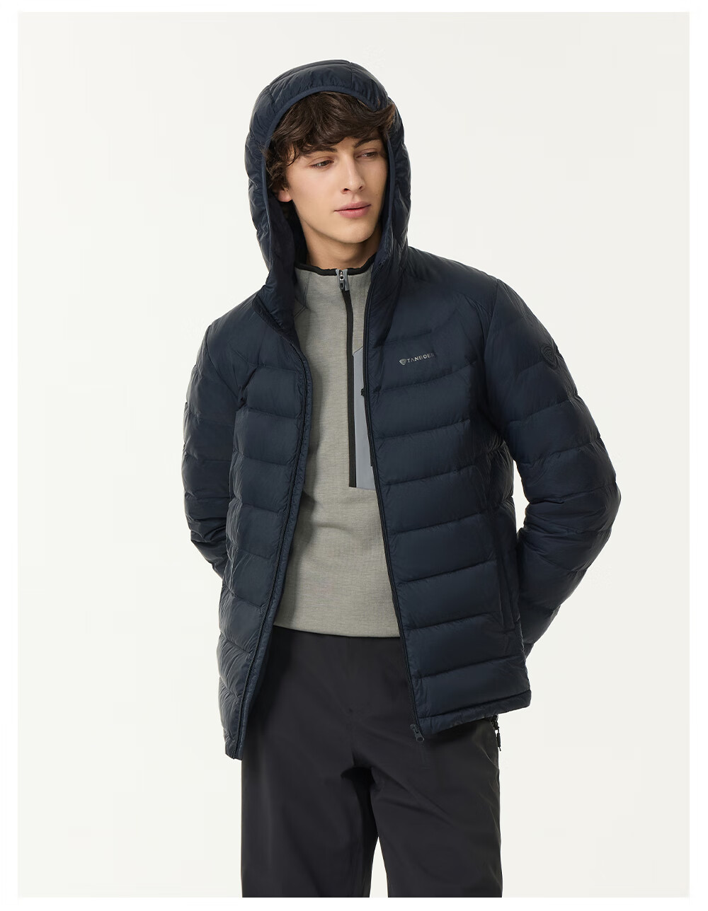 Tanboer Men's Short down Jacket with Hood, Versatile Warm Coat for Autumn And Winter, Inner Liner TA5330259D, Meteor Gray, Size 175 5