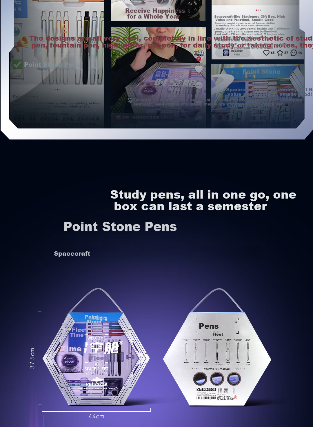 Dianshi Pen-Making [Graduation Gift], Space Capsule Fleet Stationery Gift Box, Gel Pens, Student Exam Set, High-Quality Birthday Gift, Stationery Set [Premium Version], 36-Piece Set 8