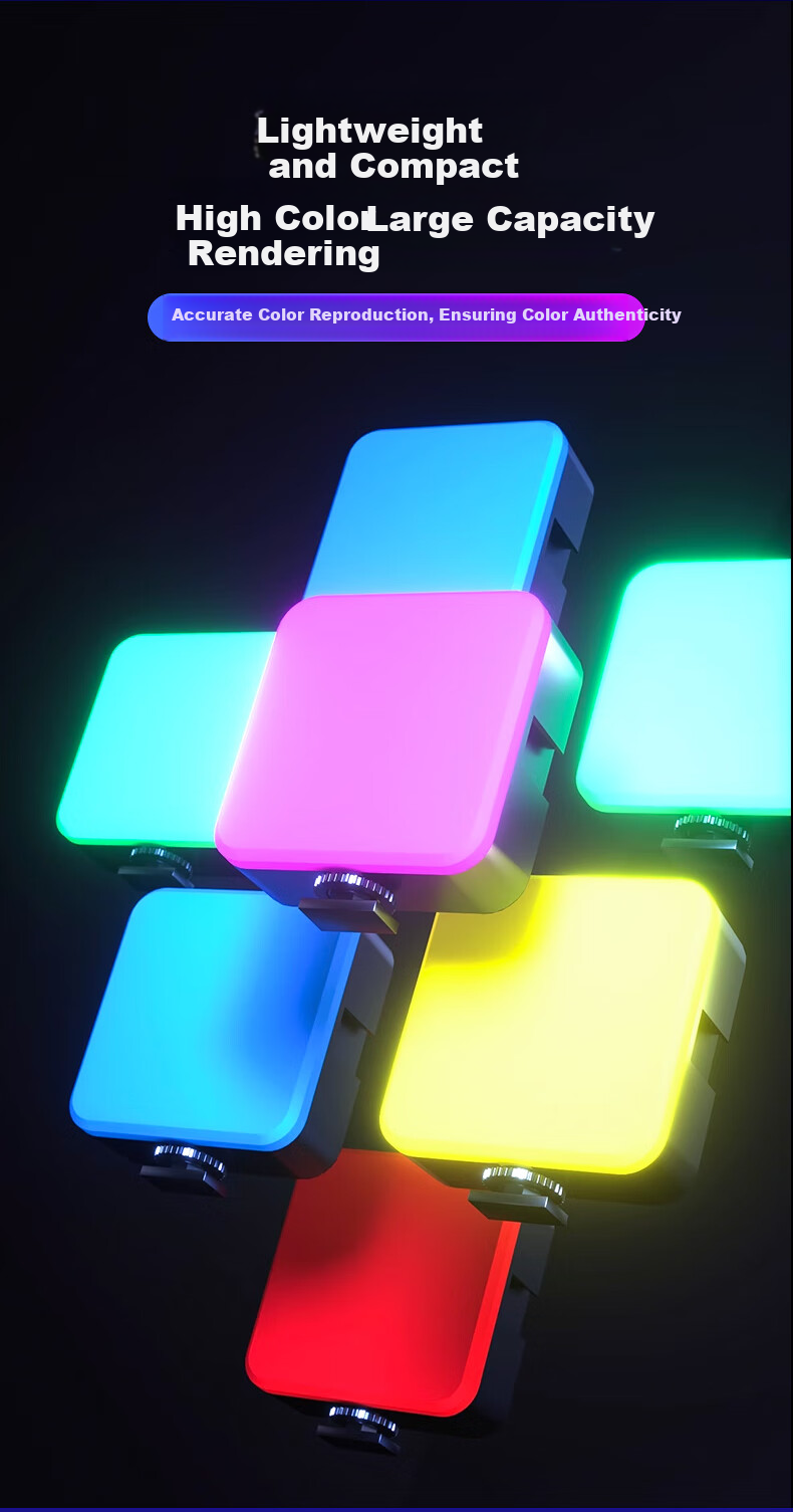Jimantu Portable Mini LED Pocket Light, Full Color Fill Light, Compact Handheld Light for Selfies, Live Streaming, Photography, Camera Lighting, Outdoor Shooting Beauty Light 7