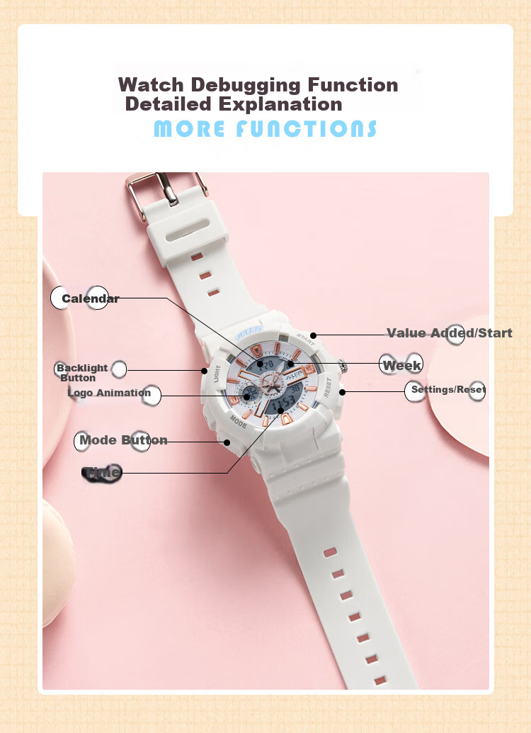 Julius Watch for Women, Instagram Style Unicorn Fashion Sports Student Luminous Unisex Electronic Watch White JA-1276A 11