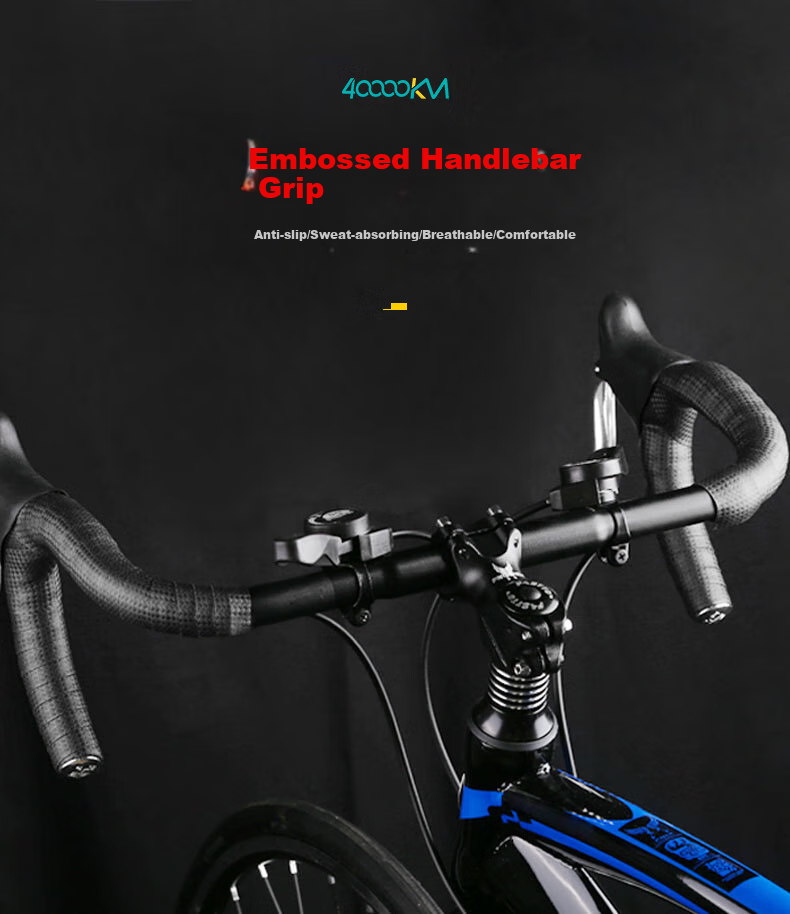 Siwangongli Road Bike Handlebar Tape with Straps, Anti-Slip Carbon Fiber Pattern Handlebar Tape, Wear-Resistant Anti-Slip Cycling Equipment 1