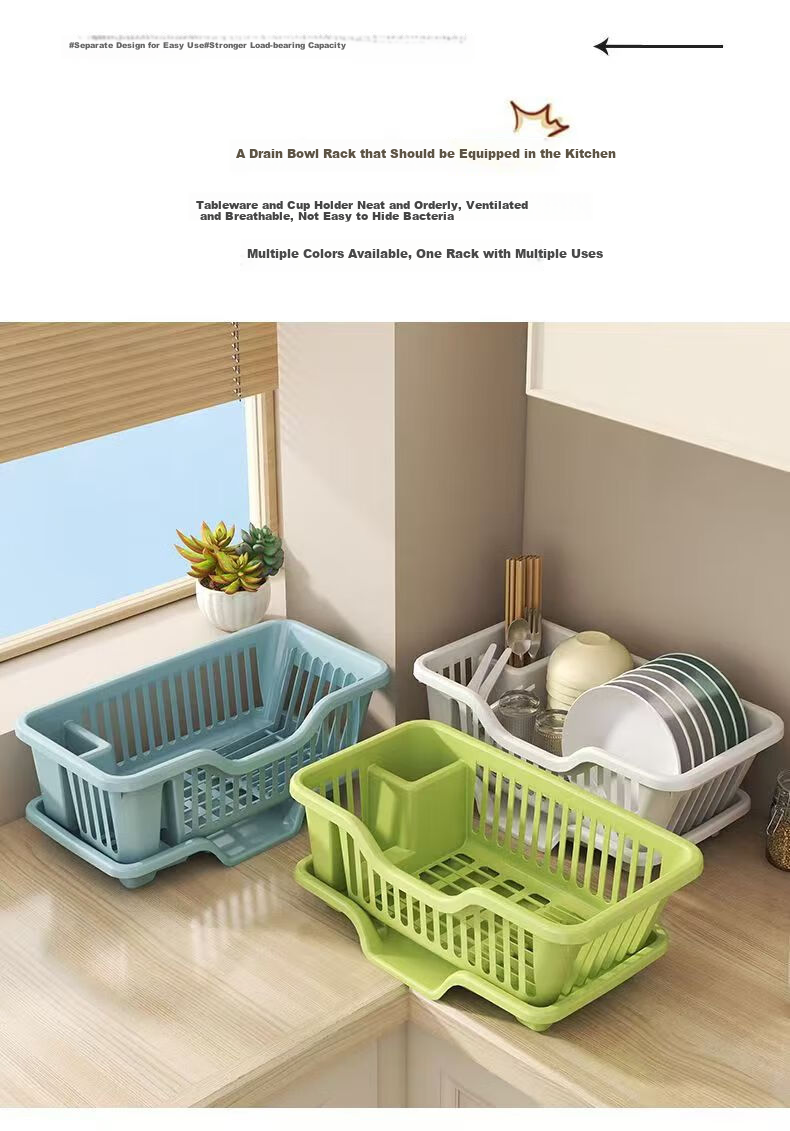 Jingyan Bowl And Plate Storage Rack, Kitchen Fruit And Vegetable Draining Basket, Chopstick Organizer Box, Chopstick Holder, Large Capacity White Plastic 2