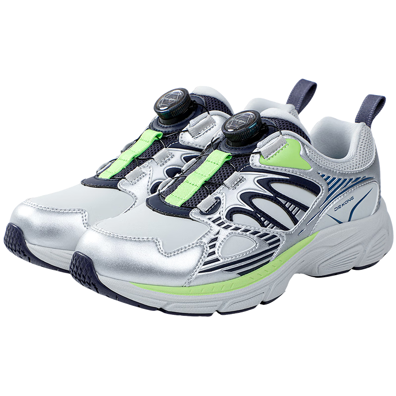 DR·KONG Winter Kids Unisex Casual Breathable Non-slip Wear-resistant Slip-on Running Sports Shoes Gray/Silver Size 37