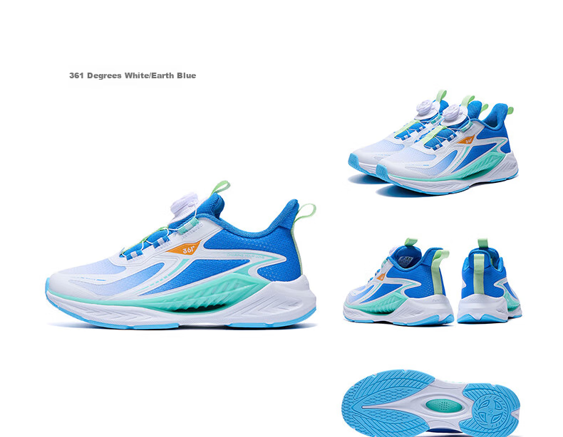 361° Fengtou 6.0 Children's Running Shoes, Fall 2025, Boys And Girls Lightweight Cushioning Professional Dial Sports Shoes, Blue, Size 41 14