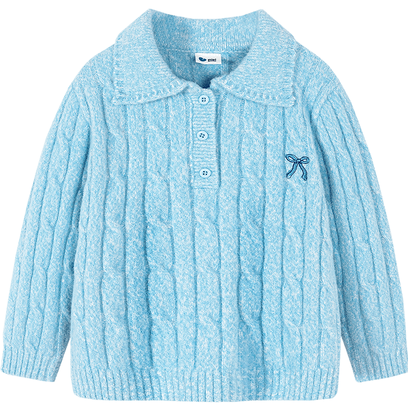 Minibala Kids Girls Mother-Daughter Sweater 2025 Winter Sweet College Style Polo Collar Knitwear