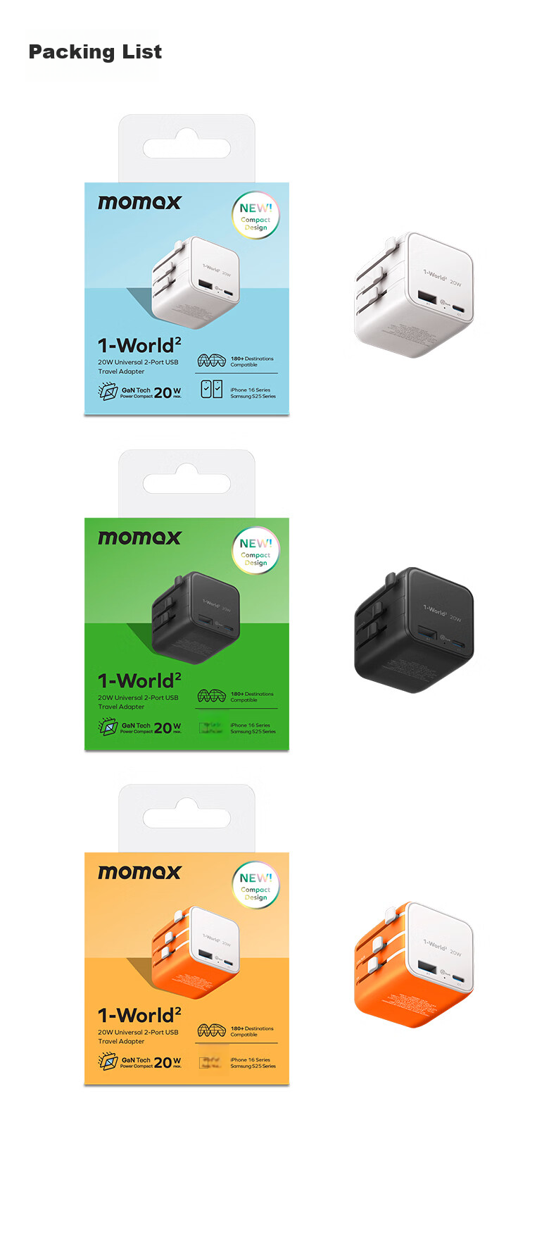 MOMAX Ultra-Mini 20W Universal Travel Adapter PD Fast Charging International Travel Socket/Universal International Travel Converter/UK/AU Standard 1C1A Black 12