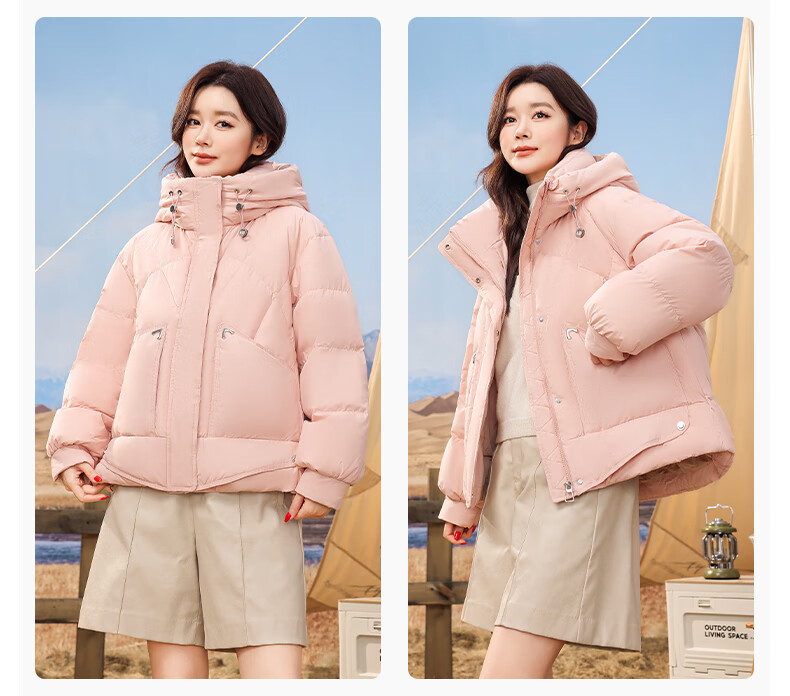 SNOWFLYING Women's Short Down Jacket 2025 Autumn Winter New Fashion Collar Warm 90% Down Coat Green XS 17